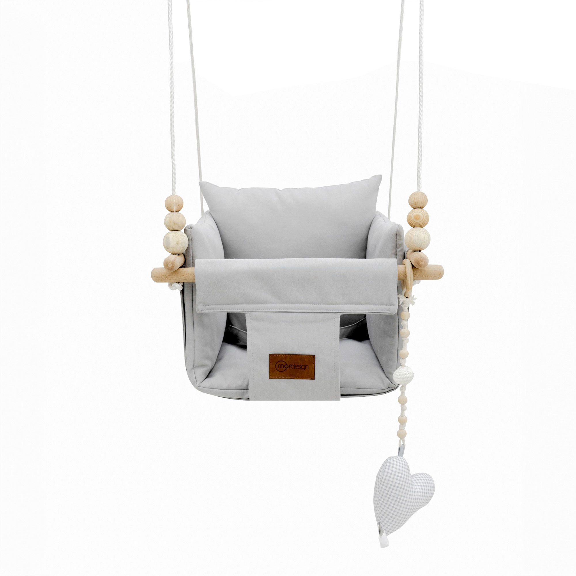 Ceiling Hanging Wooden Baby Swing, Kids Home/Garden Swing with Pillow and Cushion