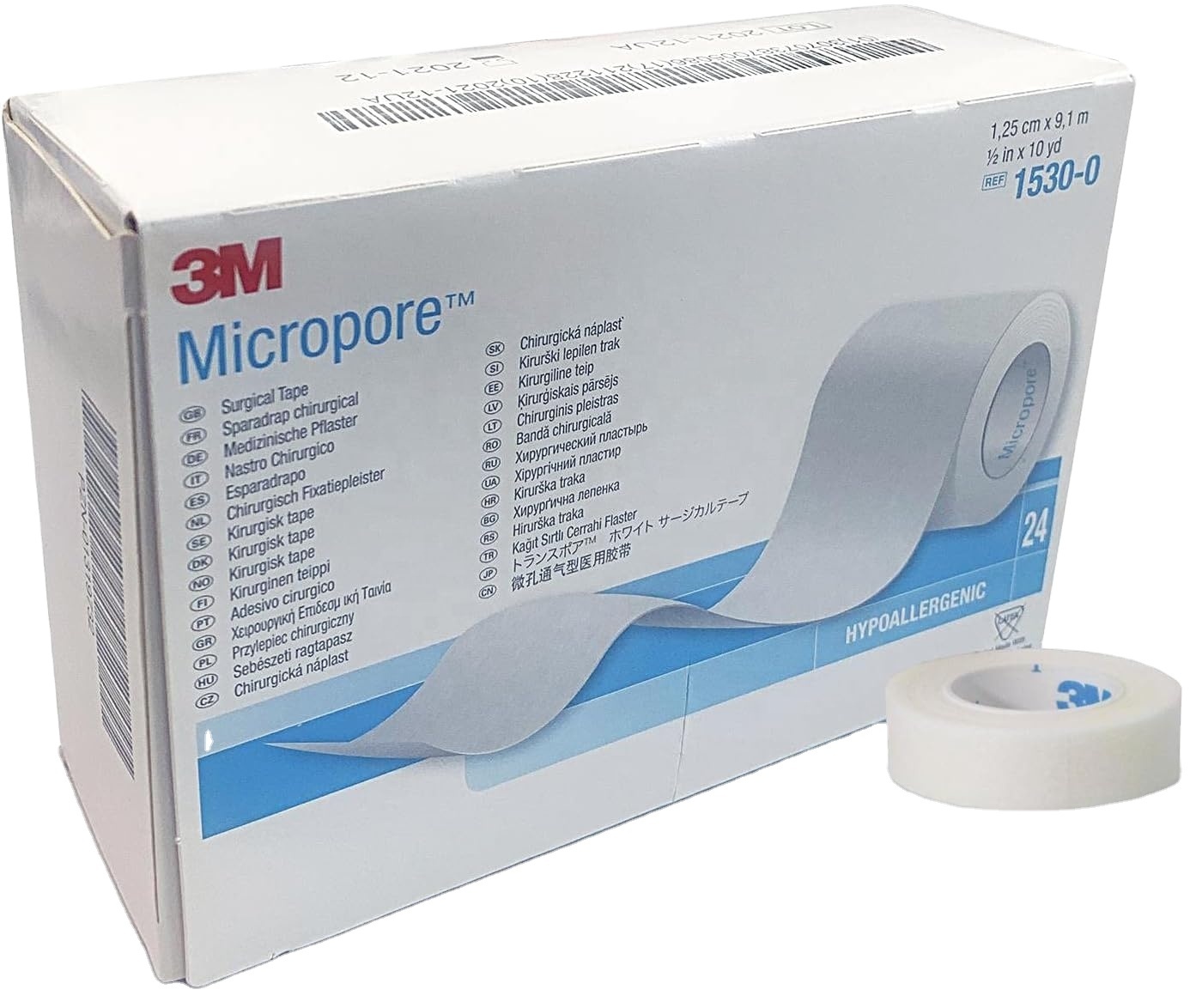 3M Micropore Tape 1.25cm x 9.1M Pack of 24 Breathable Adhesive Tape Soft And Flexible Tape