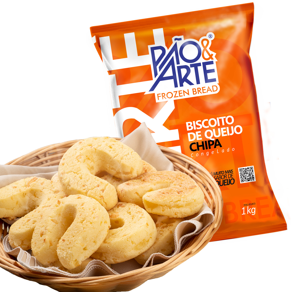 Frozen Cheese Biscuit Chipa made with Tapioca Starch and Typical Brazilian Cheese Tasty and Salty Flavor 1kg Pack