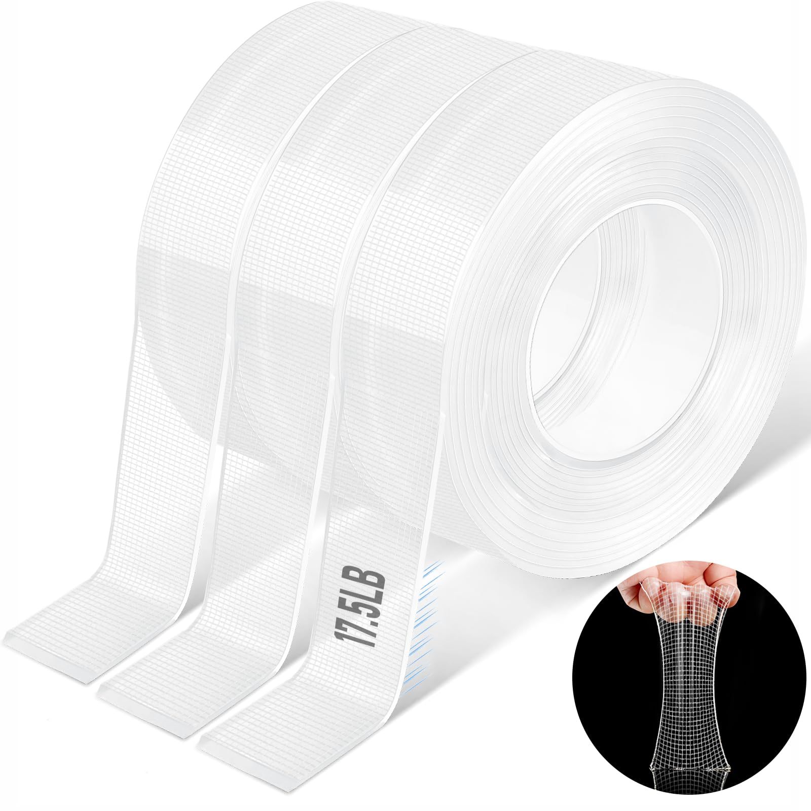 Pack Double Sided Tape Heavy Duty Nano Double Sided Adhesive Tape with Mesh Strong Double Sided Mounting Tape