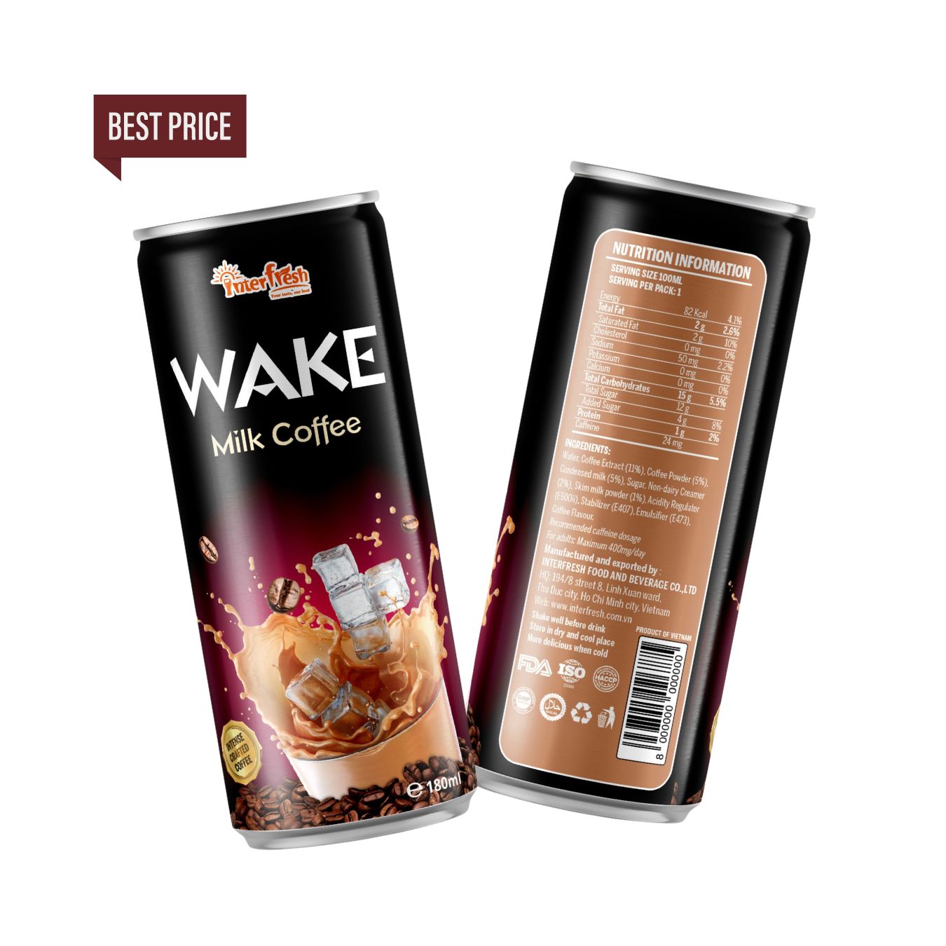 INTERFRESH Premium Coffee Plus Mocha Milk Black 250ml Rich Flavor of Coffee with Delightful Taste of Chocolate Coffee Drinks
