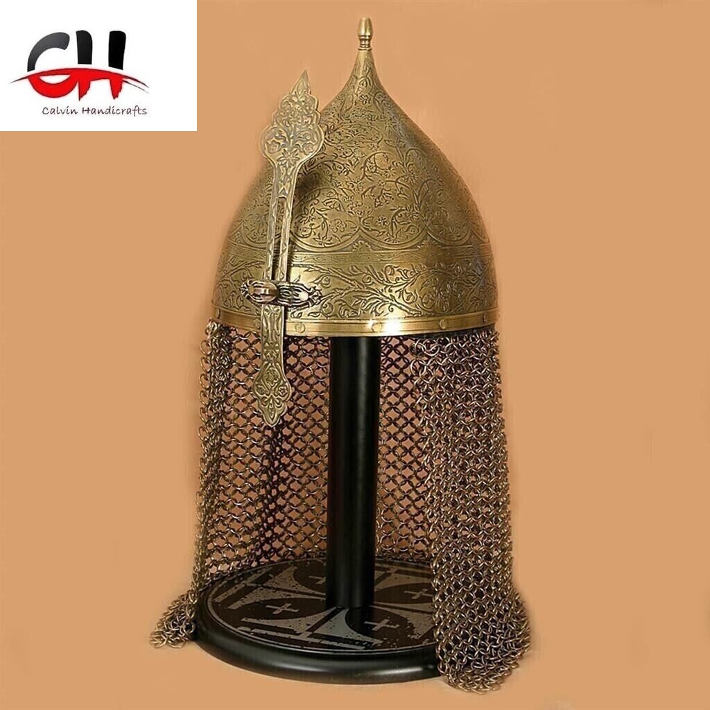 Medieval Battle Warrior Indo-Persian Helmet with Chain mail Best Gift & Decor.