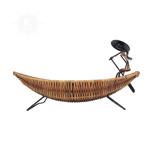 Asian Style Tranquility Boat Sculpture Handcrafted | Metal Crafts Figurine for Home Decoration