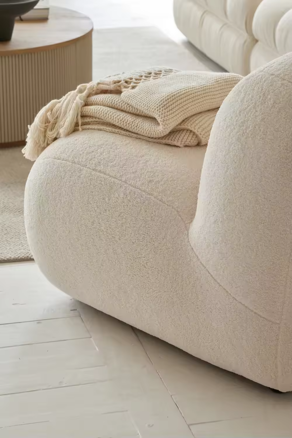 Geometric Wabi-Sabi Sheep Skin Fabric Sofa Chair Modern Casual Leisure Sofa Chair Home Living Room Comfortable sofa