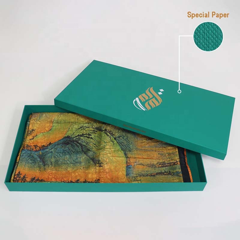 Custom Luxury Cardboard Lid And Base Clothing Scarf Tie Box Packaging Recyclable muslim Shawl Scarves Gift Packaging Box