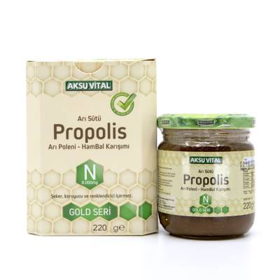 Aksuvital Royal Jelly Propolis Bee Pollen 220g Raw Honey Mixture High Quality Best Price Drum Bottle Natural Products Turkey
