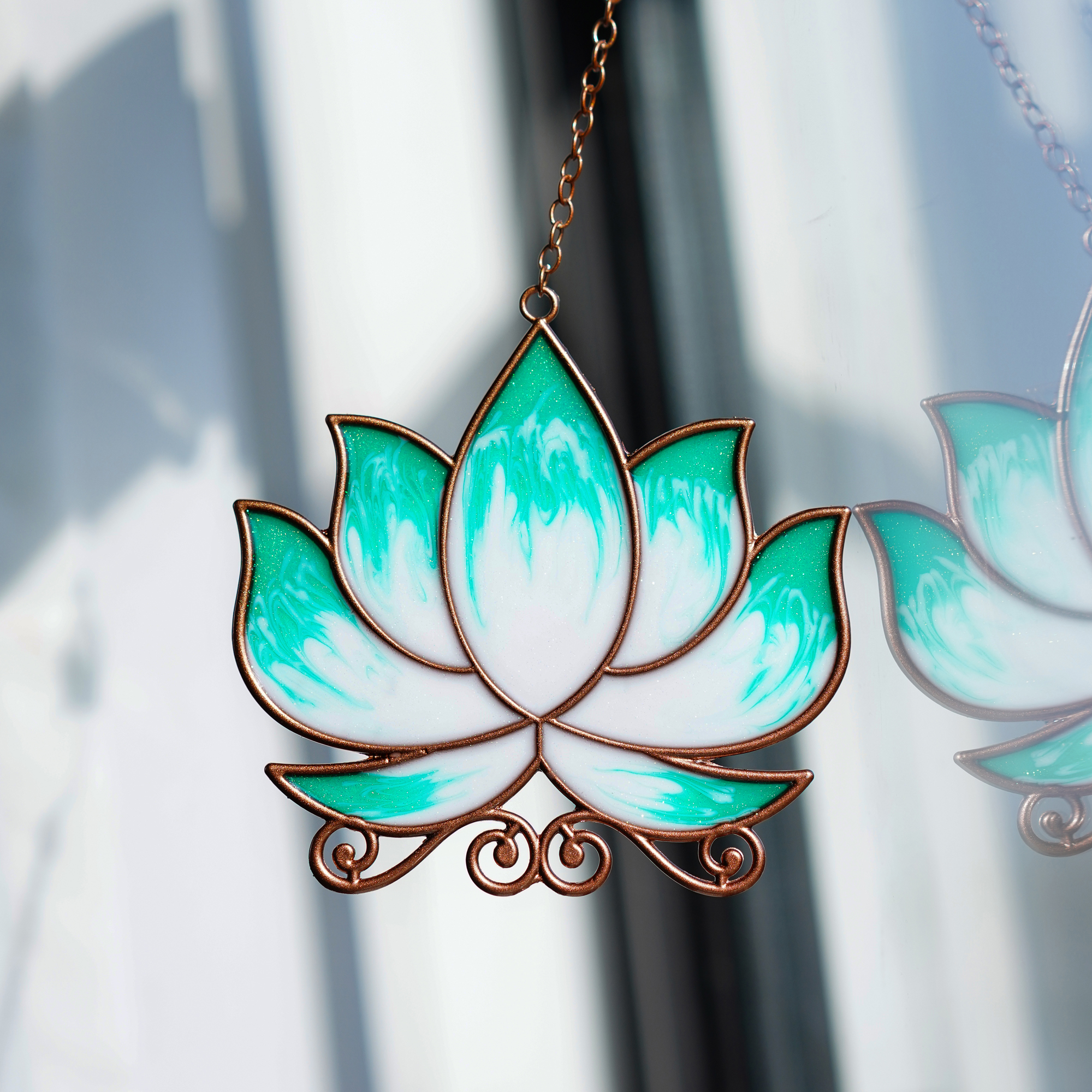 Lotus Flower Handmade Pendant Window Panels Hangings Epoxy Resin Ornament Home Garden Decor Gifts for Lotus lover