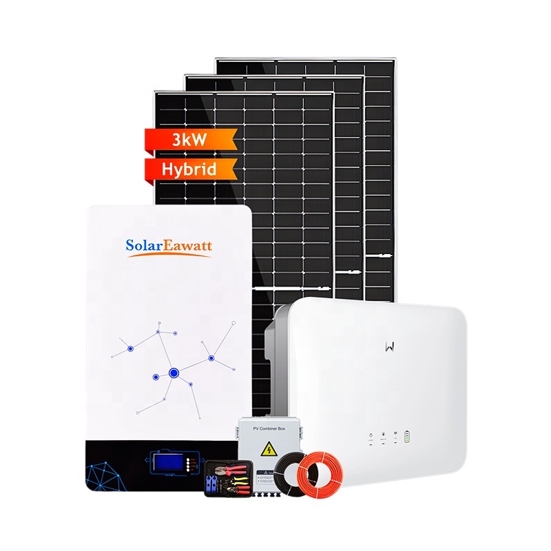 Customizable 3kw with GOODWE Inverter Sistema De Energia Complete Kit Single Phase Hybrid Solar Energy Panels Power System MPPT