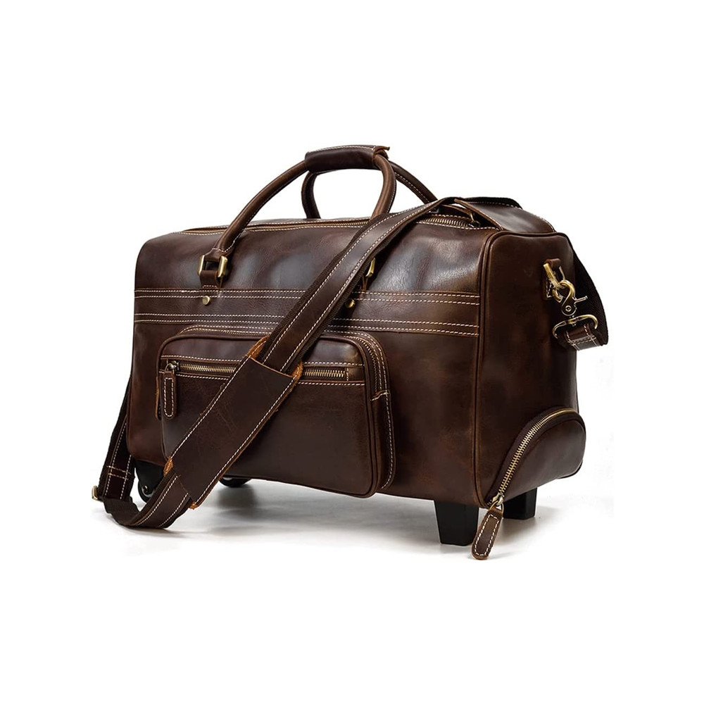 Luxury Leather Weekender Leather Travel Duffle Bag Multi Functional Genuine Leather Luggage Bag For Sale with Best Quality OEM