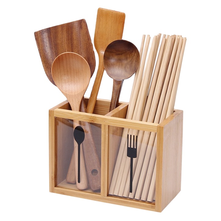 [HOT - DEAL] - Spun Bamboo Utensils/ 100% Bamboo Wooden Holder for Spoons Ladles Teaspoons and Other Kitchen Cooking Utensils