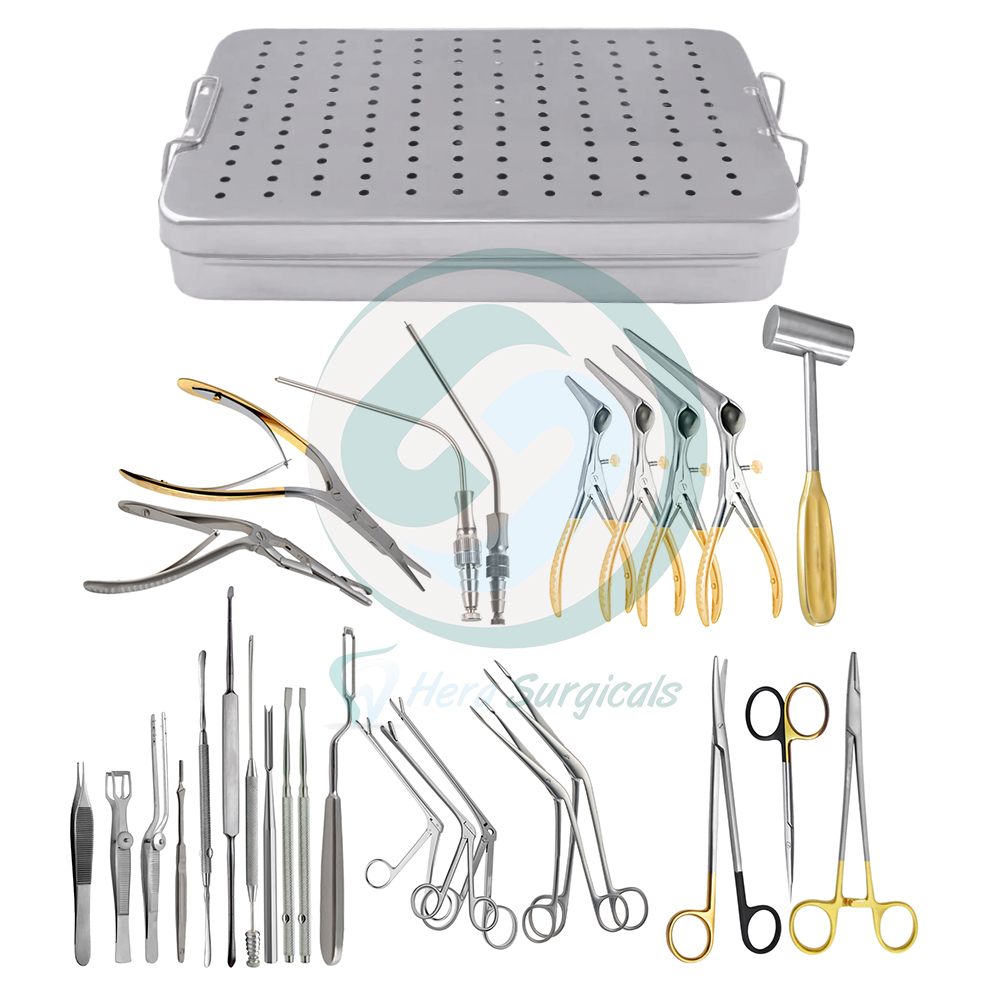 Hot Sale ENT Septoplasty Surgery Instrument Set Manual Power CE ISO Approved Aluminum Box Steel Nasal Ears Eyes Nose Throat