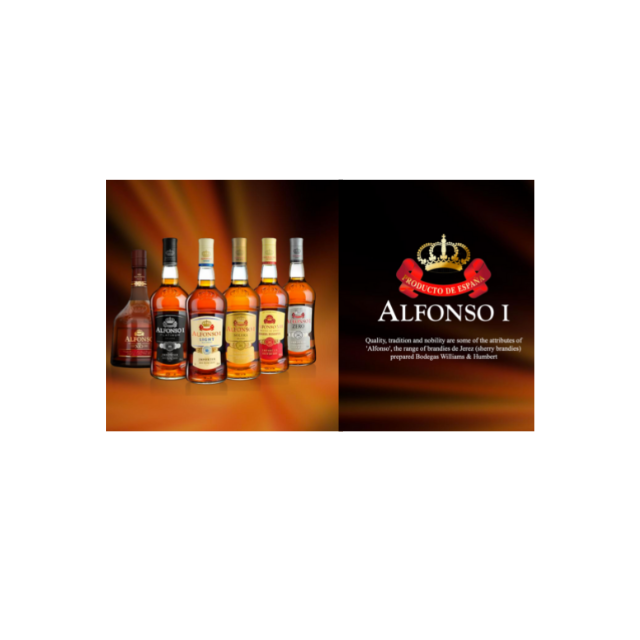 Популярное требовательное содержание алкоголя бренди Alfonso I, 36% винтажное дистиллированное вино, алкоголь, бренди Jerez Solera, упаковка продукта