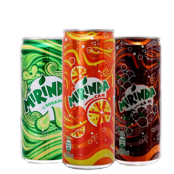 Wholesale Mirinda Carbonated Soft Drinks Can 320ml/ Mirinda Carbonated Drinks Fruity Flavors Distributor Price from Viet Nam