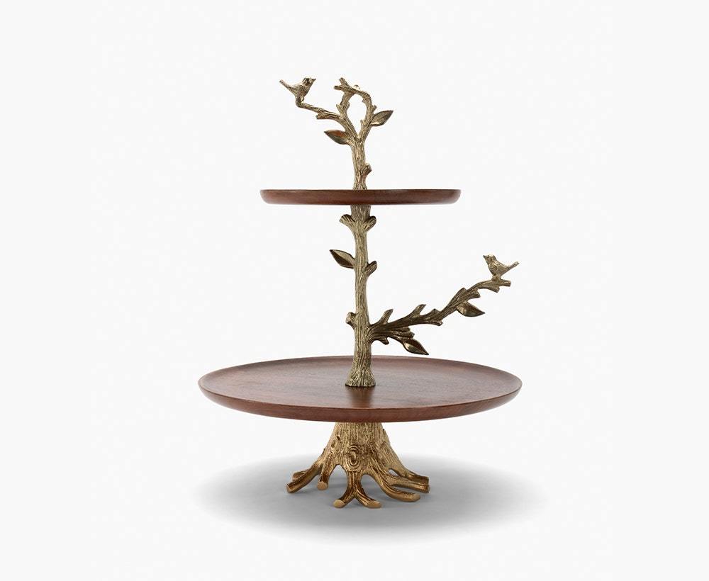 Tree Branch 2 Tiered Cake Stand Accented With Birds Perfect And Elegant Piece For Any Decor Occasion Celebration Or Event Party