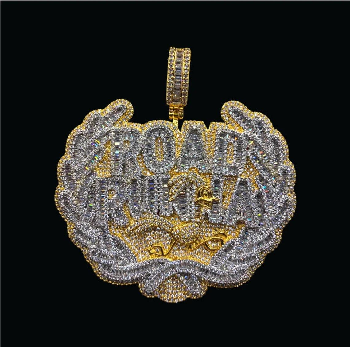 Baguette and Round Moissanite Diamond Studded Hip Hop Road Runna Badge Pendant for Sale from India