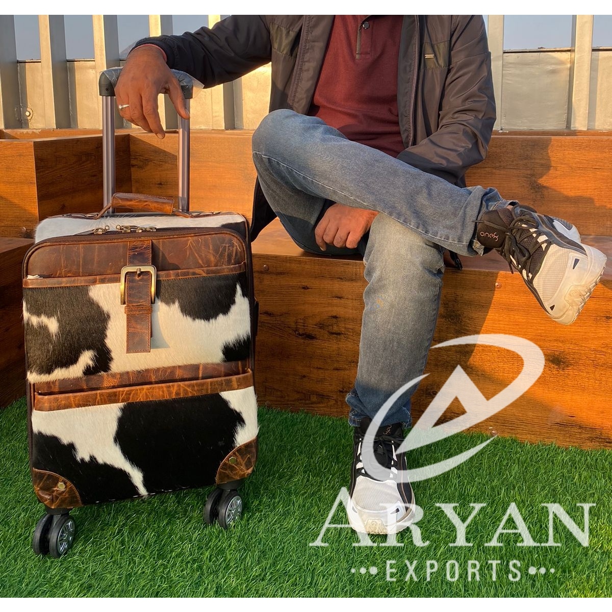 Trending Travel Luggage High Quality 100% Genuine Leather Trolley Travel Luggage Suitcases Travelling Bags for Men Women
