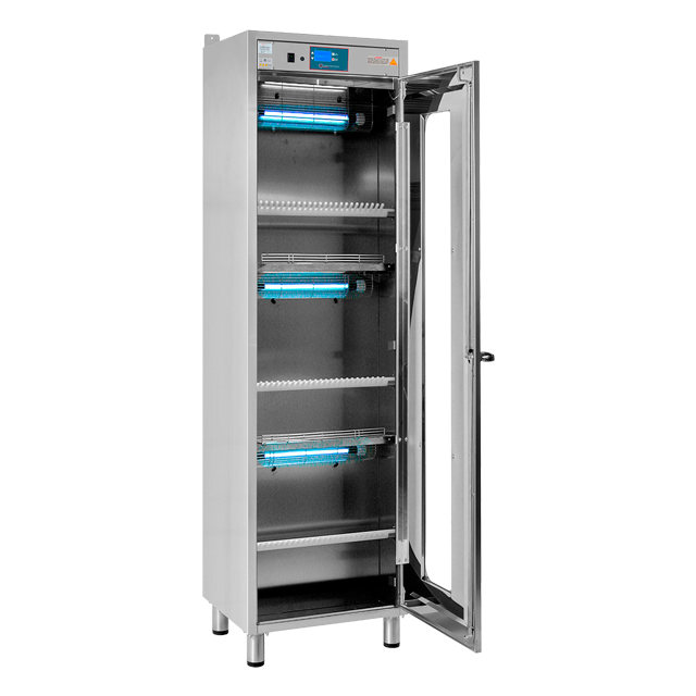 UV-C Disinfection Cabinet AISI 304 S.S. 130W 1 Door For Knives Disinfection 99.99% Disinfection Made In Italy