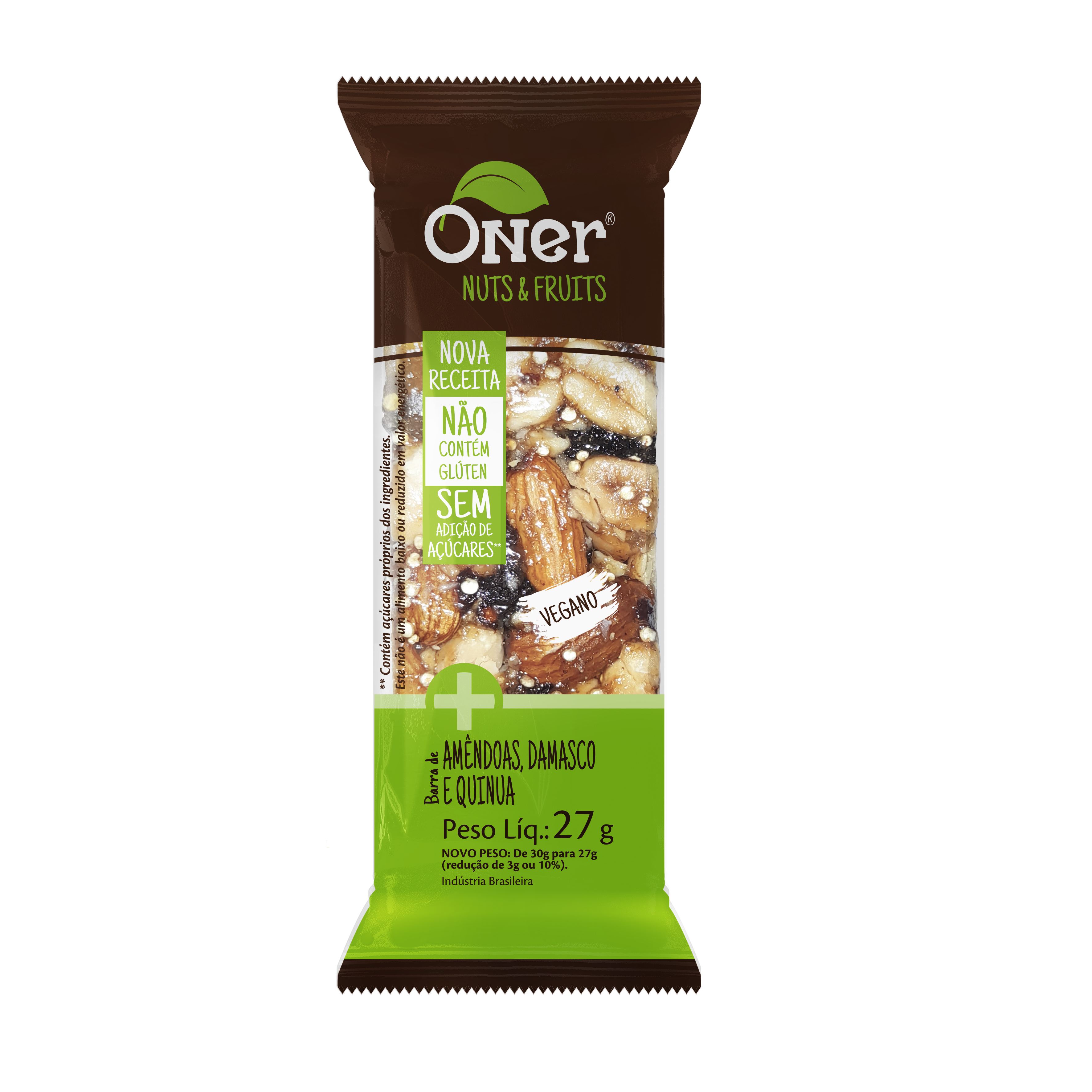 Бруски для орехов ONER, 0,95 унции, 27 г (в упаковке 12) -Миндаль + абрикос + льняные семена, без глютена, источник кальция и магния