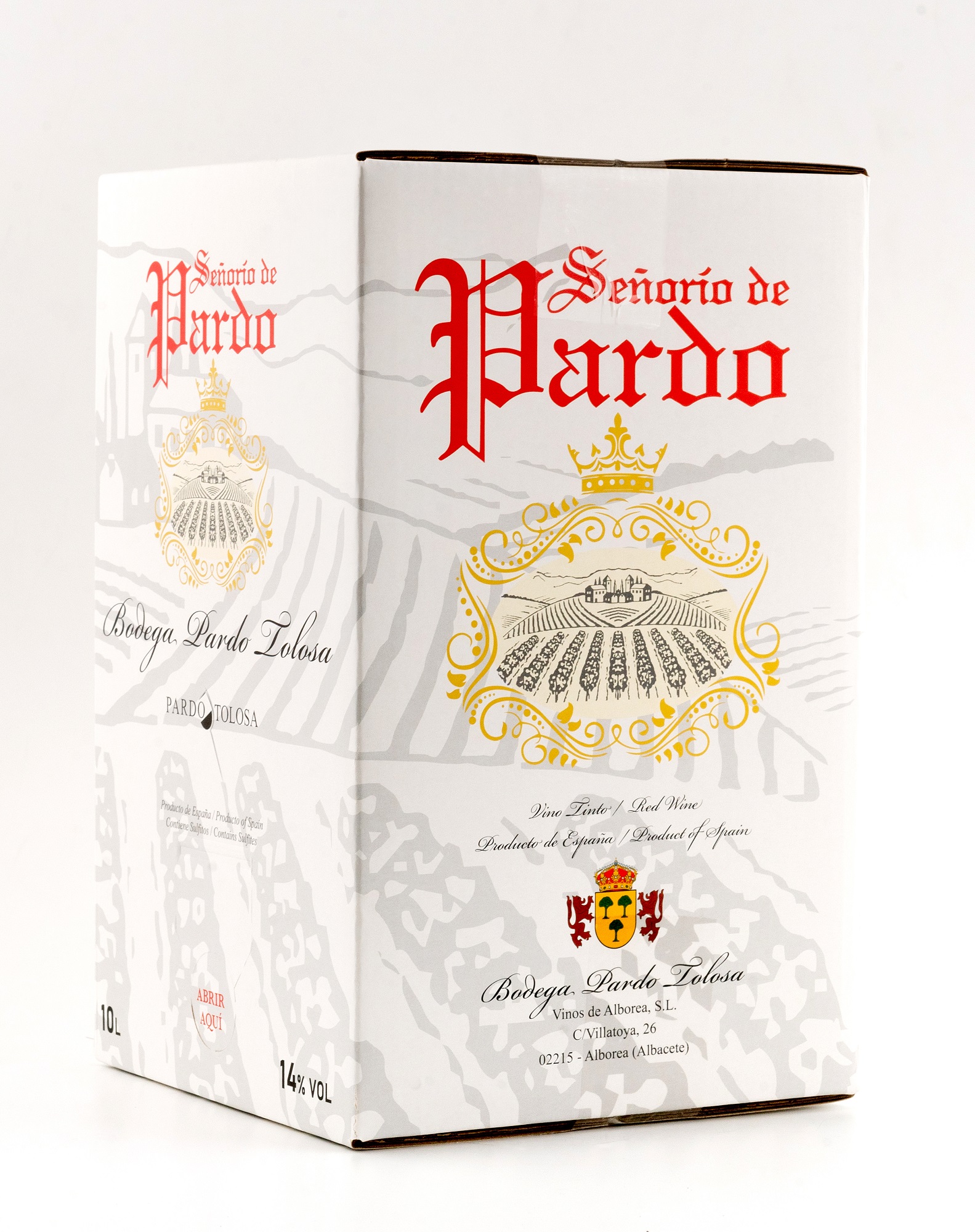 Испанское Красное вино Senorio de Pardo, настольное красное вино от Manchuela - La Mancha, 10 л в упаковке, нагрудник-14% спирт