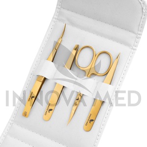 Professional Custom Made Cuticle Nail Trimming Scissors Curved Blade Makeup Brow Lash Scissors with Gold Spring Beauty Tool