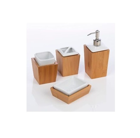 Luxury Bathroom Set with white stone design for Hotel use decorative item wood bathroom set at low price