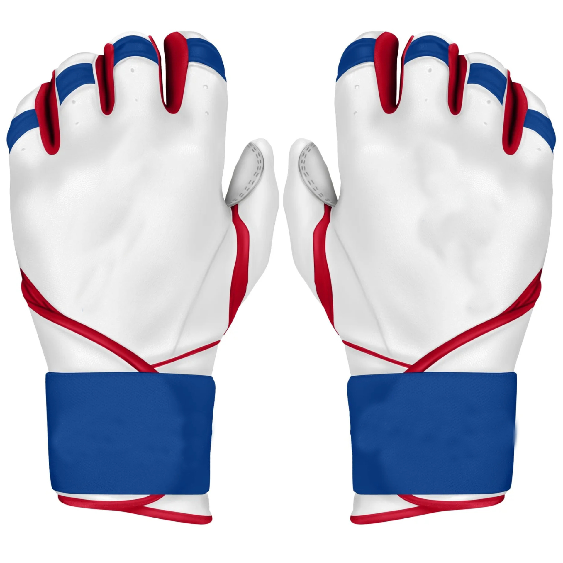 Professional Baseball Batting Gloves in Leather Strapped Closure Full Finger hand