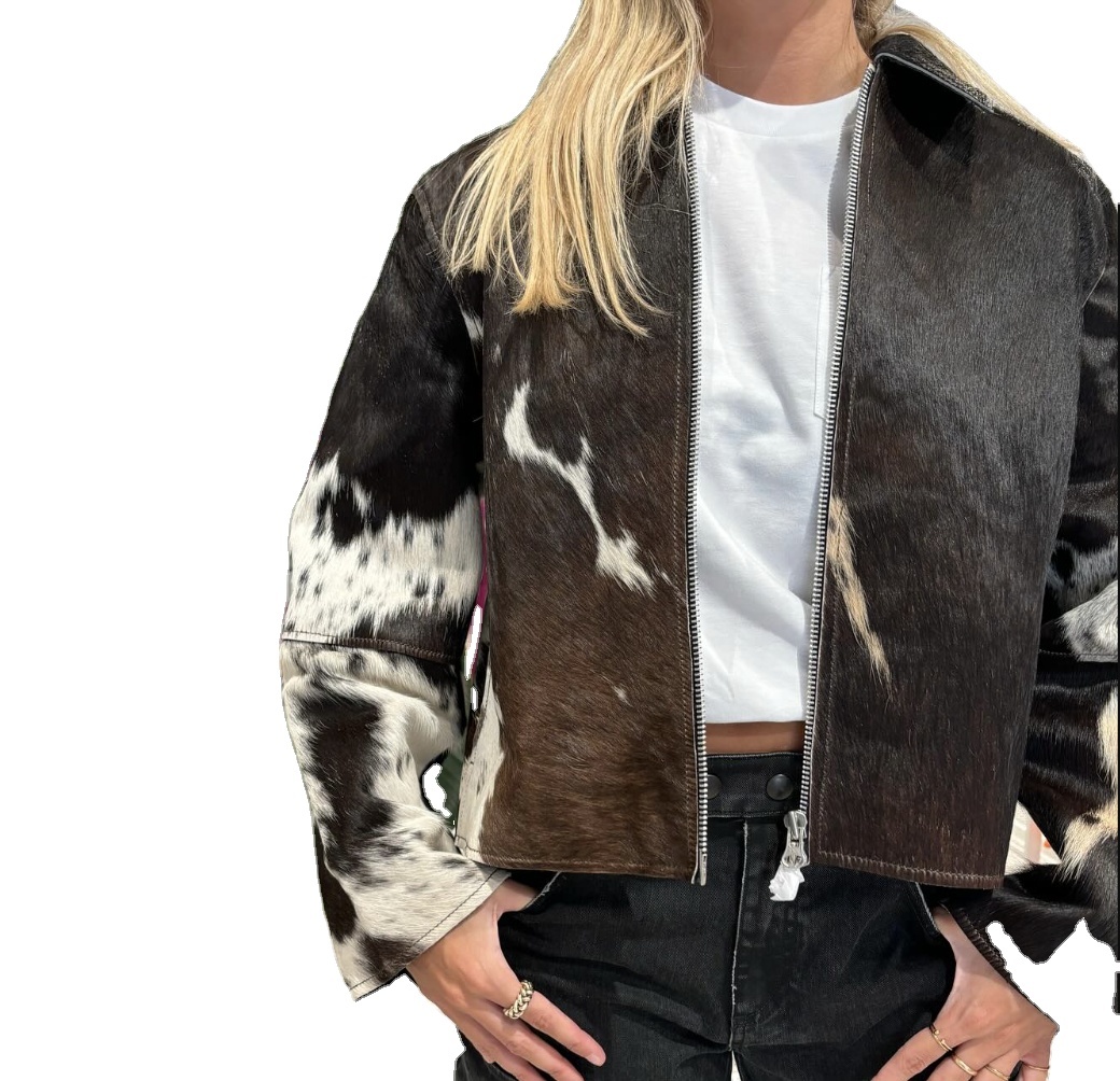 Women Cowskin genuine leather jacket for Female girl Winter wear Women's Biker style leather Jacket Coats with Pockets natural