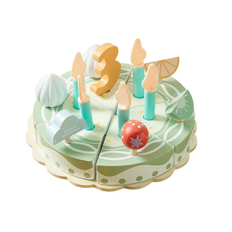 Birthday cake toy children's pretend food cutting set wooden simulation birthday cake toy