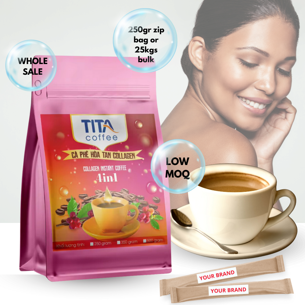 OEM Customizable Instant Coffee Drink with Collagen Sugar Flavored Free Sample Available Collagen Coffee