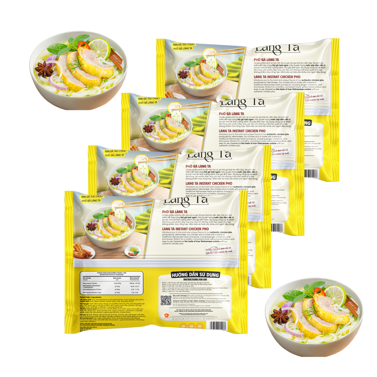 105G Chicken Instant Pho Rice Noodles with real meat sauce OEM package convenient meal Asian food from ISO HACCP Vietnam factory