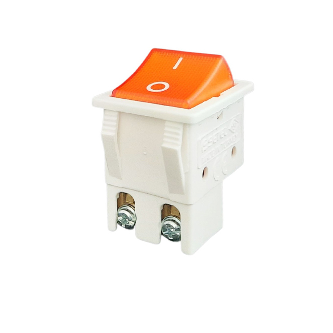 Illuminated Rocker Switch, White/Orange, Wide, Durable, Weatherproof, Indoor/Outdoor Use