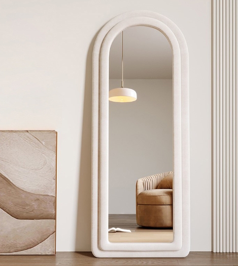 Wholesale Discount Stores Irregular Fabric Wall Floor Standing Mirror