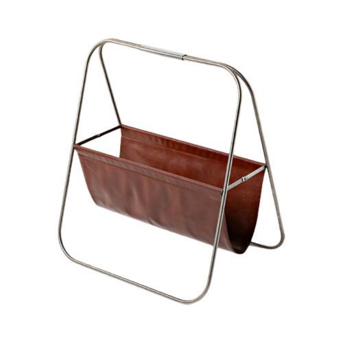 Brown Leather Metal Magazine Rack Holder Desktop Office Hotel and Restaurant Metal Magazine And Books Holder Stand