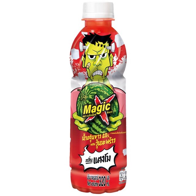 Thailand Brand Magic X 320ml Watermelon Juice Mixed with Coconut Jelly 6 Pack x 6 Bottles Fruit & Vegetable Juice