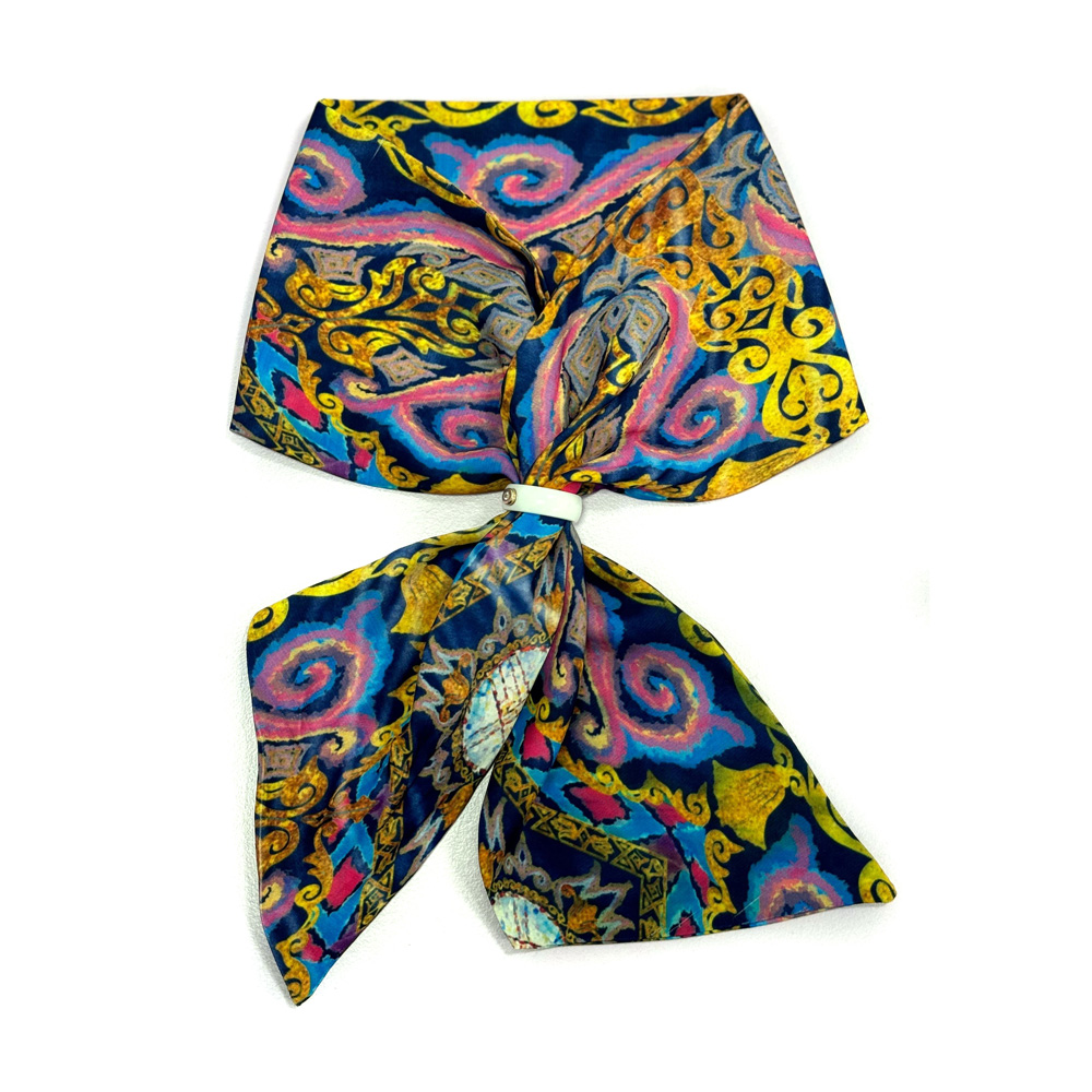 Hot selling Silk Scarf Tie ethnic ornament product of Kazakhstan scarves and shawls