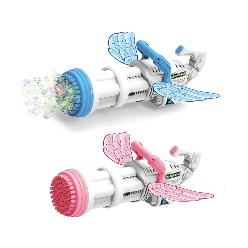 EPT Bazooka Bubble Gun Kids Machine Blaster Bubbles Toys Gum Double Gatling 64 Hole Bubble Gun With Light Music With Usb
