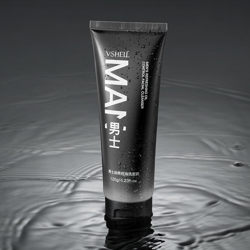OEM Men's Oil Control Facial Cleanser 120g / 4.23 oz Refreshing Deep Cleanse Bamboo Charcoal Amino Acid Gentle Face Wash for Men