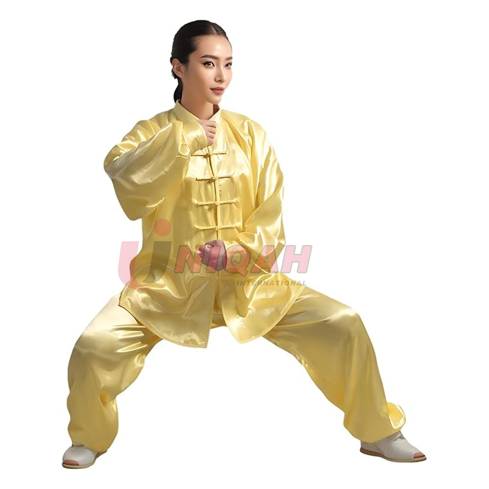 Chinese Traditional Tai Chi Uniforms Unisex Kung Fu Clothing in Custom Yellow Color Perfect Martial Arts Practice Performance