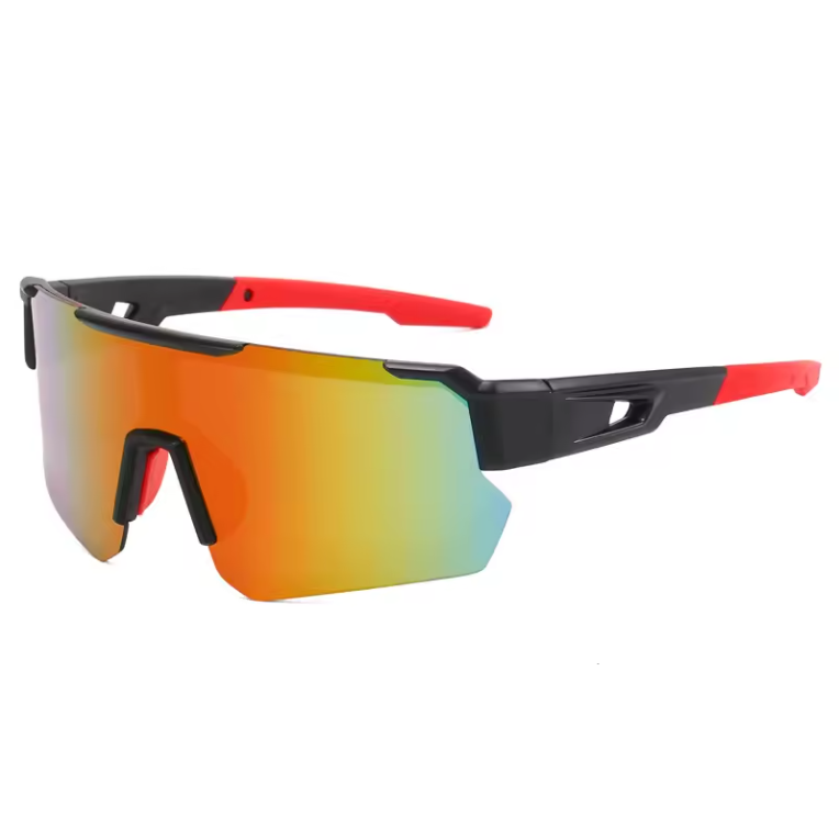 2024 New Running Cycling Sports Sunglasses Men Fashion One Piece Mirror Lens Glasses Black Blue Frame Outdoor Sports Sunglasses