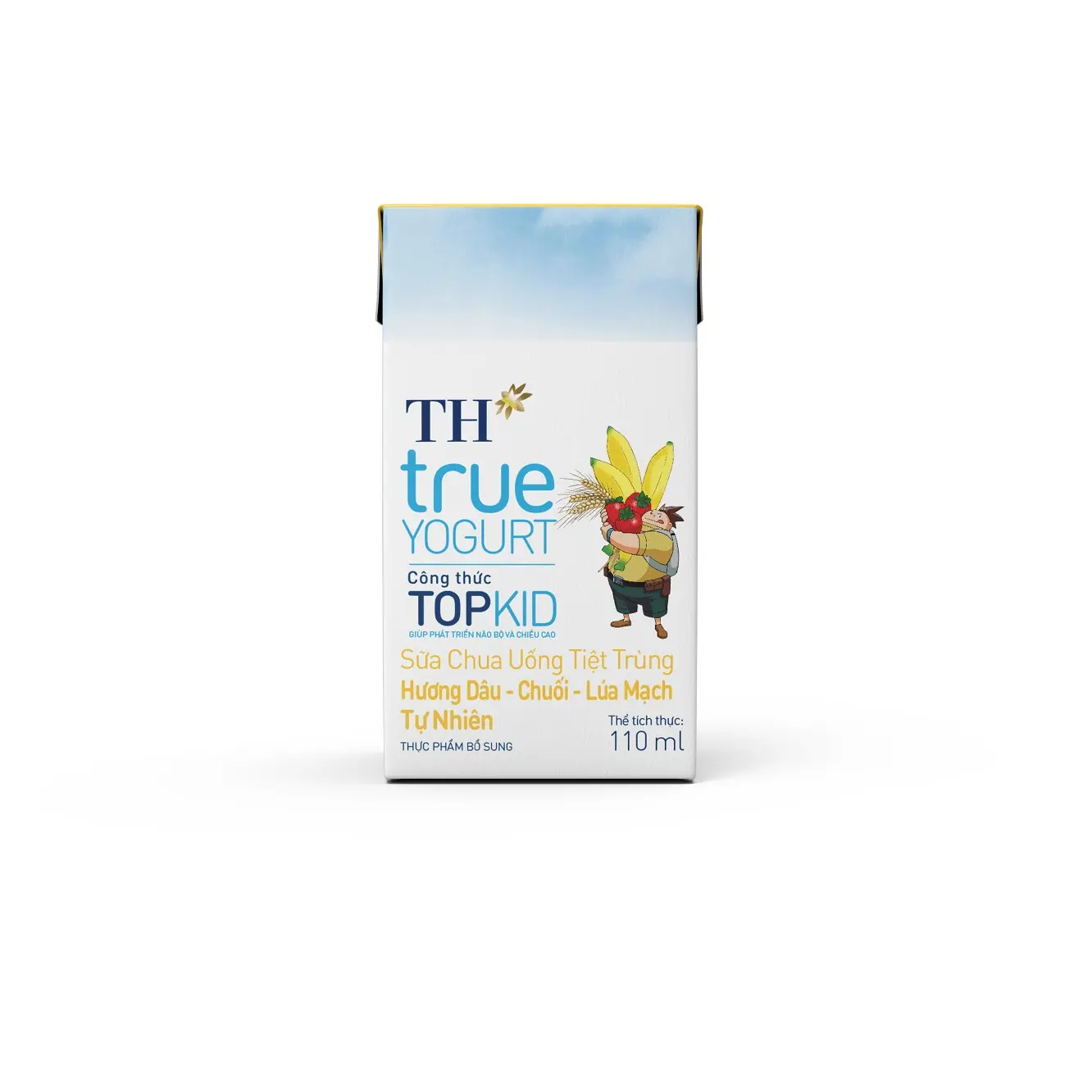 TH True Yogurt -TOPKID Formula - UHT Drinking YOGURT - Natural Strawberry - Banana - Malt Flavor 110mlx48 Sterilized Yogurt