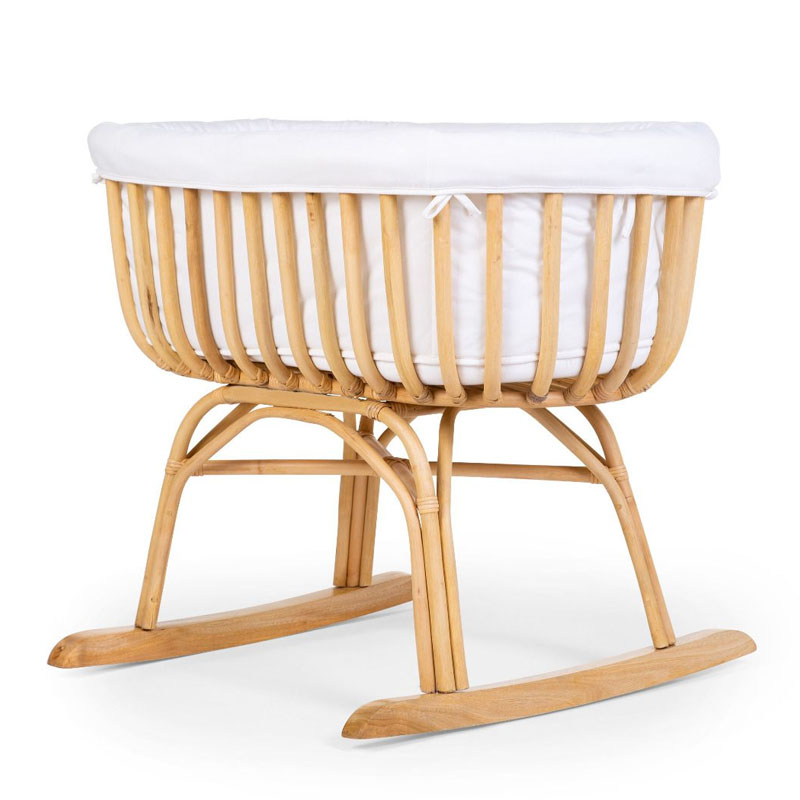 New Design 2023 Rattan Baby Cradle Wicker Bed for Kids With Wooden Rocking Bars Best Price Wholesale Vietnam Supplier