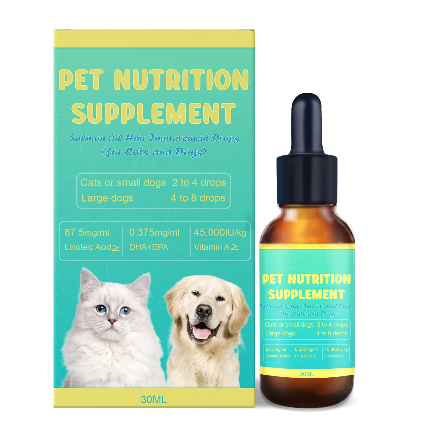 Wild Alaskan Salmon Oil Formula for Dogs & Cats - Omega 3 Skin & Coat Support - Liquid Food Supplement for Pets