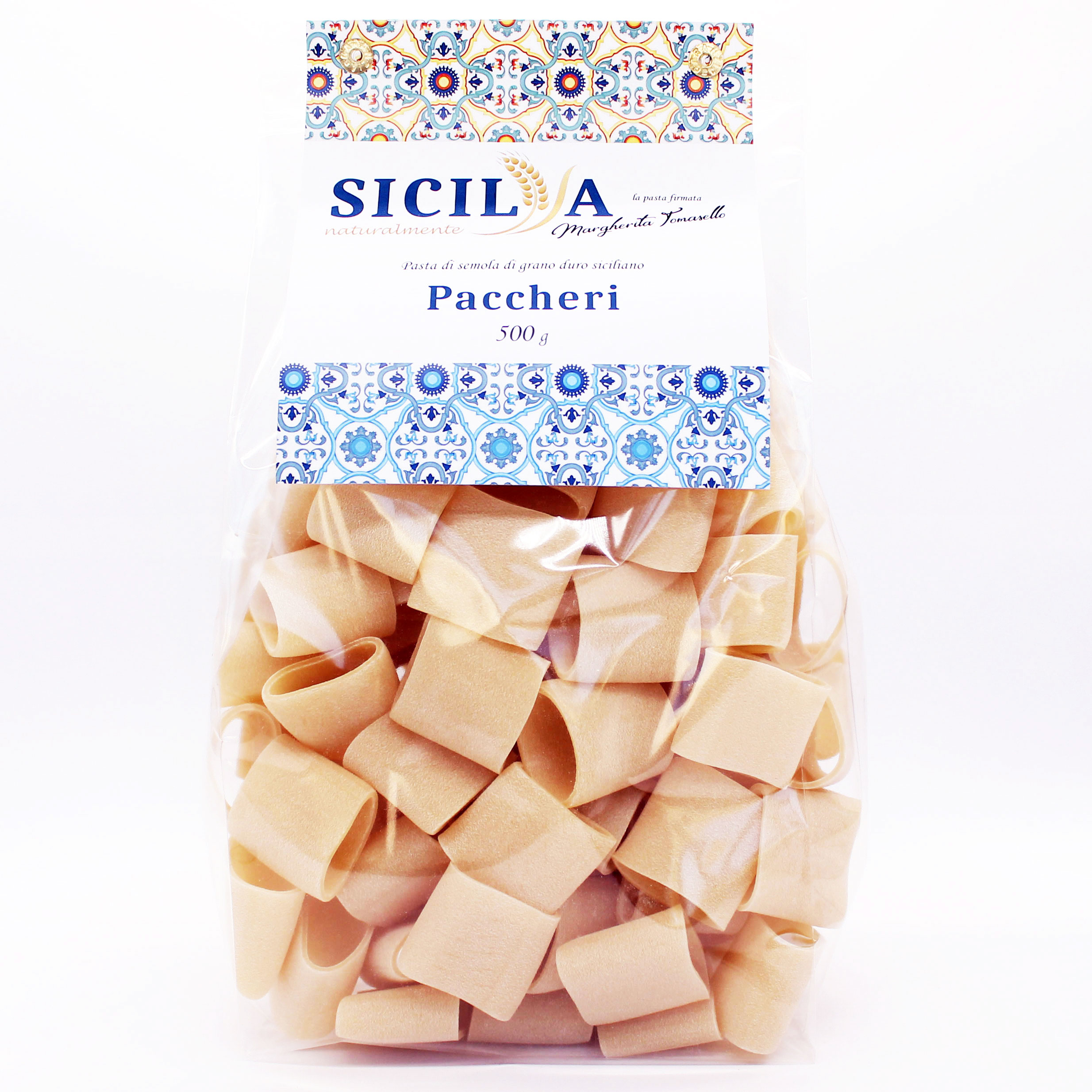 Made in Italy Pasta Sicilian Durum Wheat Grain Products 500 g Natural Composition Paccheri Bronze Drawn