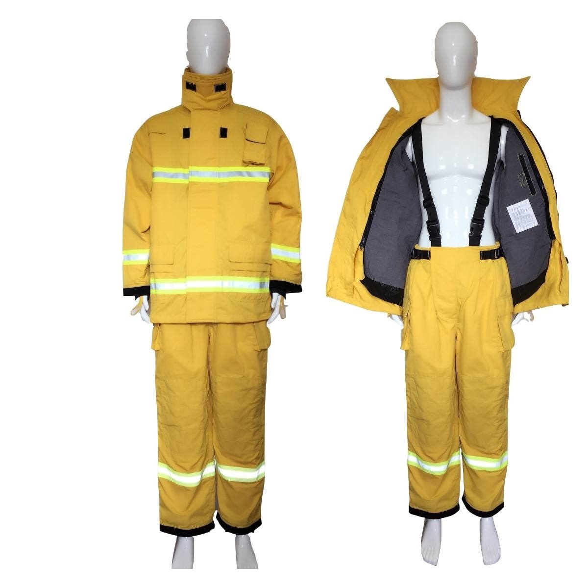 Men Safety Nomex Wildfire Rescue Suit Wildfire uniform Heat-Resistant Firefighter Uniforms Turnout Gear with Reflective Strips