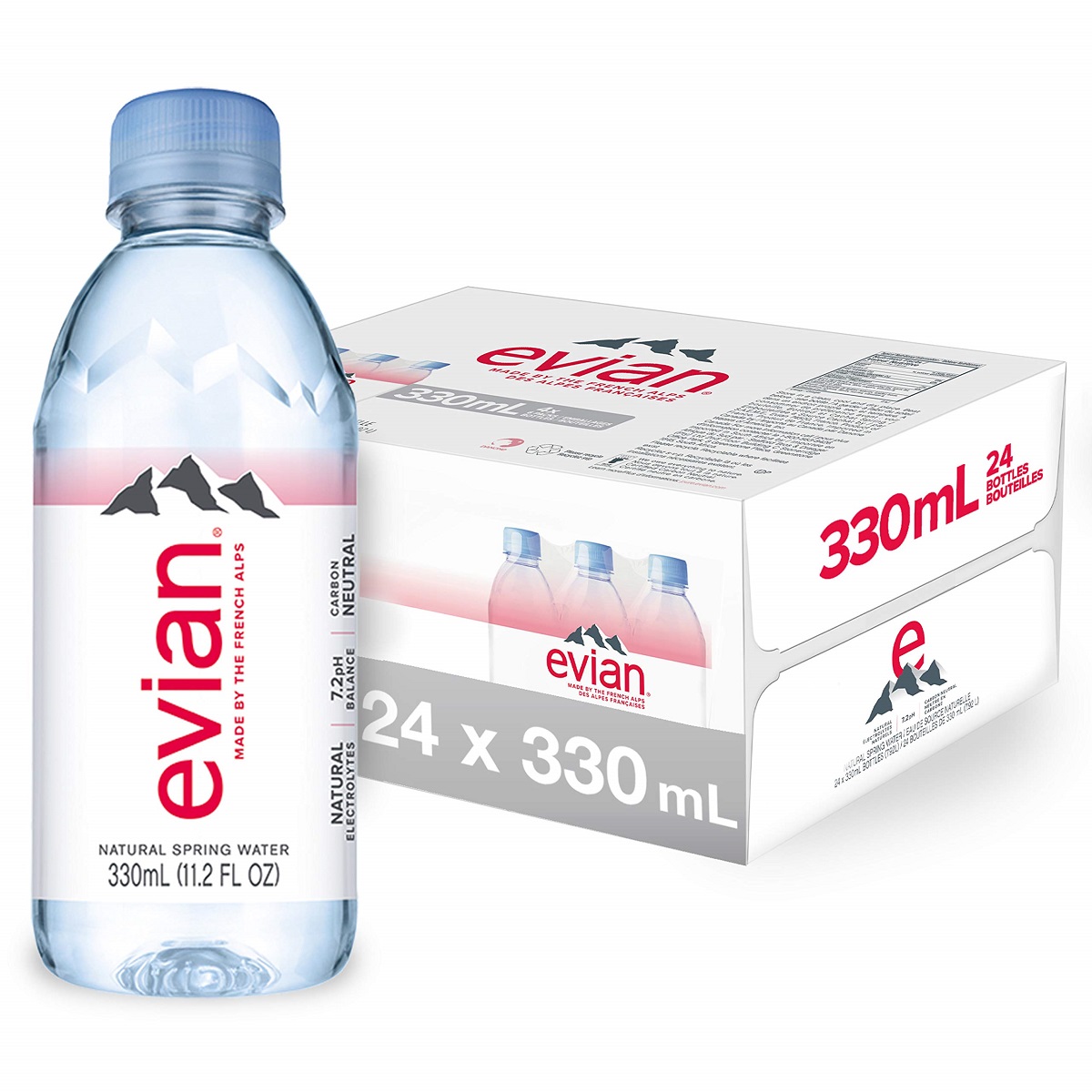 Evian игристая натуральная минеральная вода-330 мл