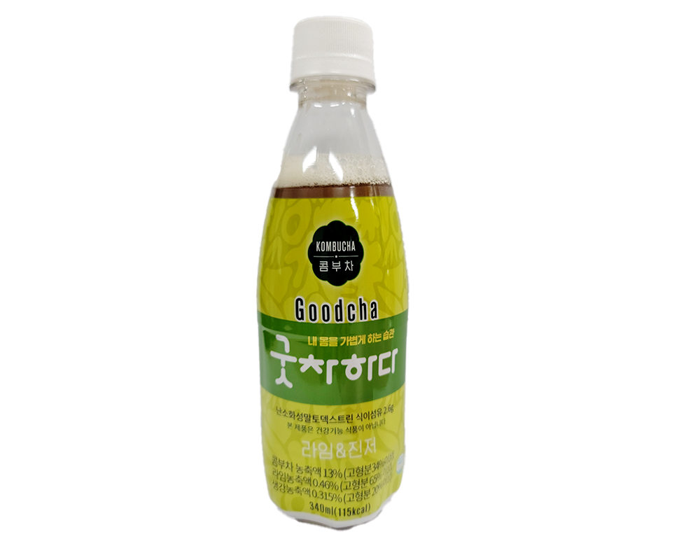 Kombucha из Кореи, ферментирующий сахарный чай 340 мл, ПЭТ-бутылка, концентрат 13% Лайма-имбиря с использованием метода HPP FSC22000