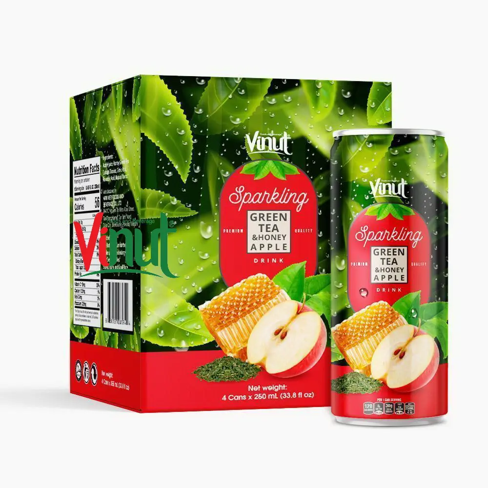 Best Manufacturer Supplier from Vietnam 250ml VINUT Premium Black tea Apple Sparkling water