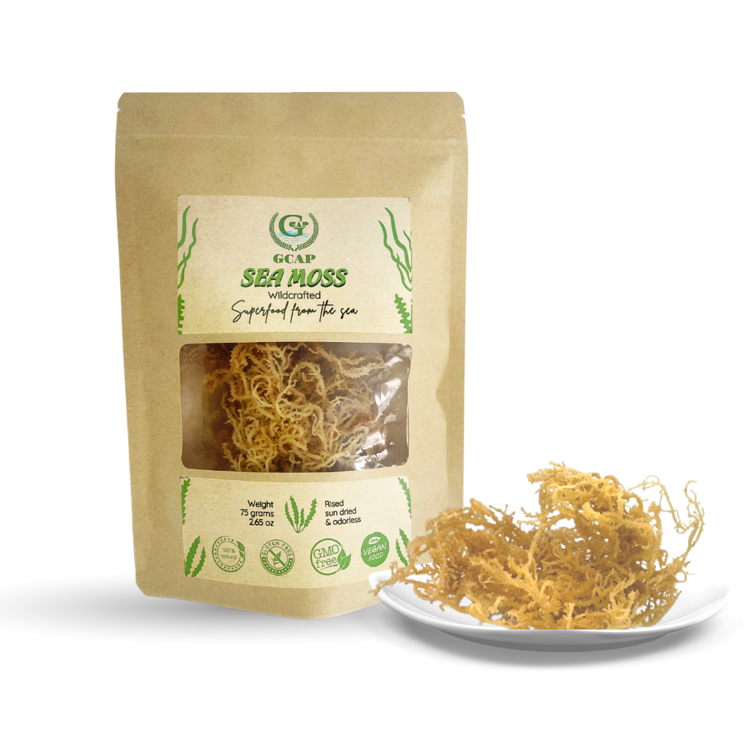 Мох GCAP Sea Moss-Ирландский мох-seamoss raw organic-сушеный морской мох-натуральный дикая работа, чистый мох без ГМО и глютена