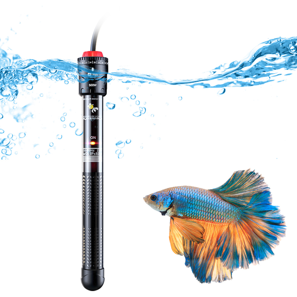 Yee Thicken Quartz Fish Tank Heater Rod 50-500W Power Inline Aquarium Heater with Rotating Fixed Precise Temperature