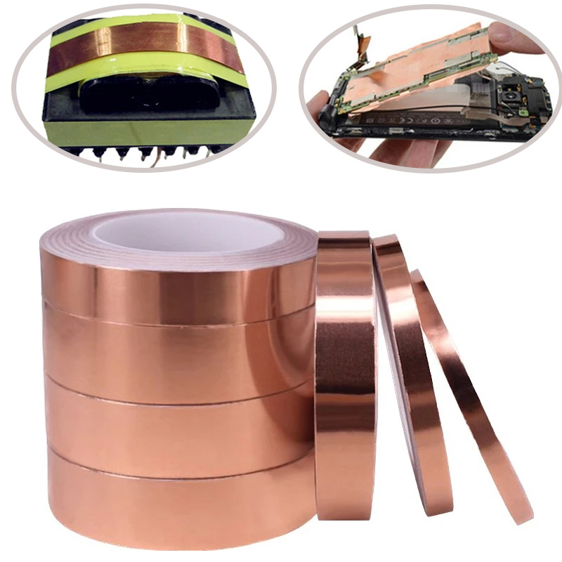 Double or Single sided Conductive Copper Foil Tape Mask Electromagnetic Shield Eliminate EMIAnti-static Repair Adhesive Tape